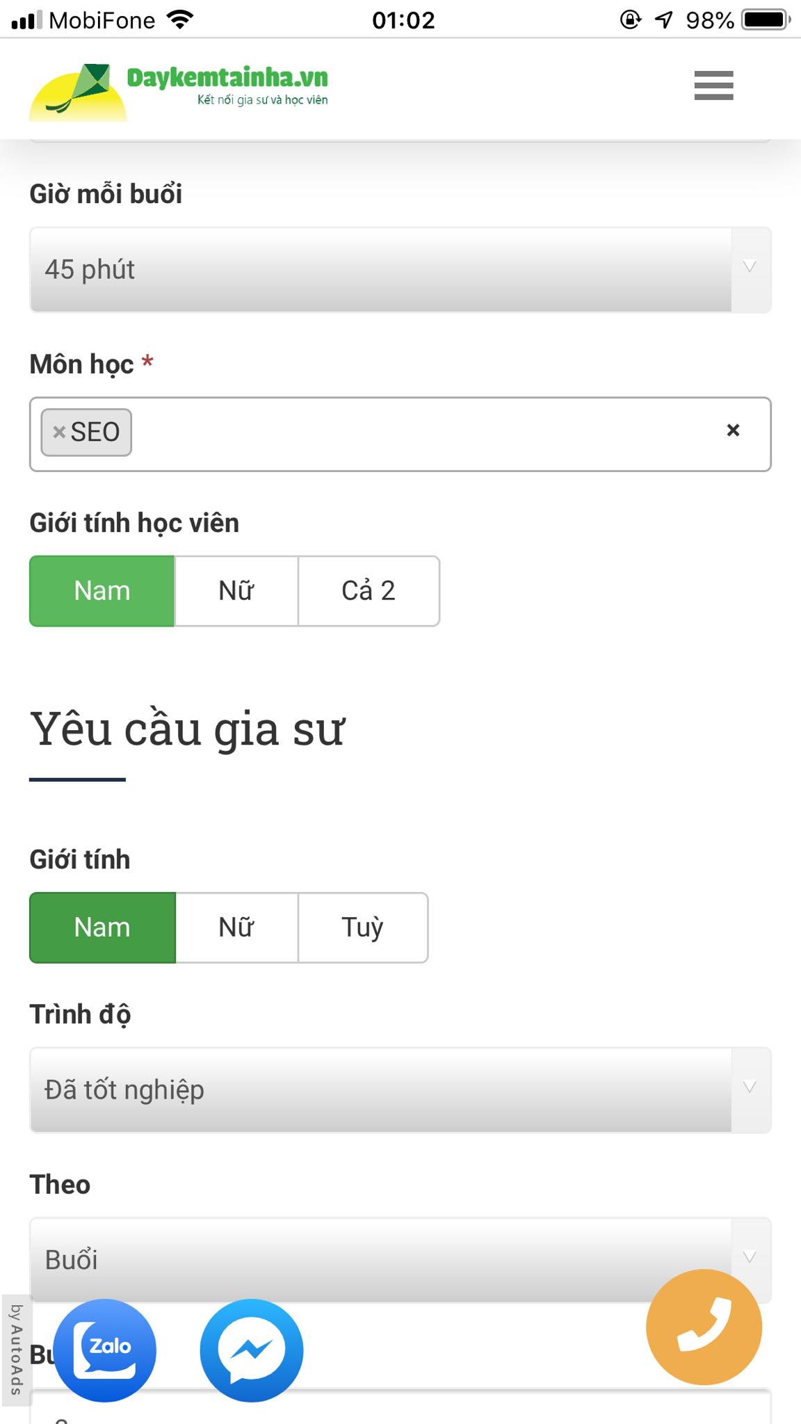 Học ph&iacute; Seo