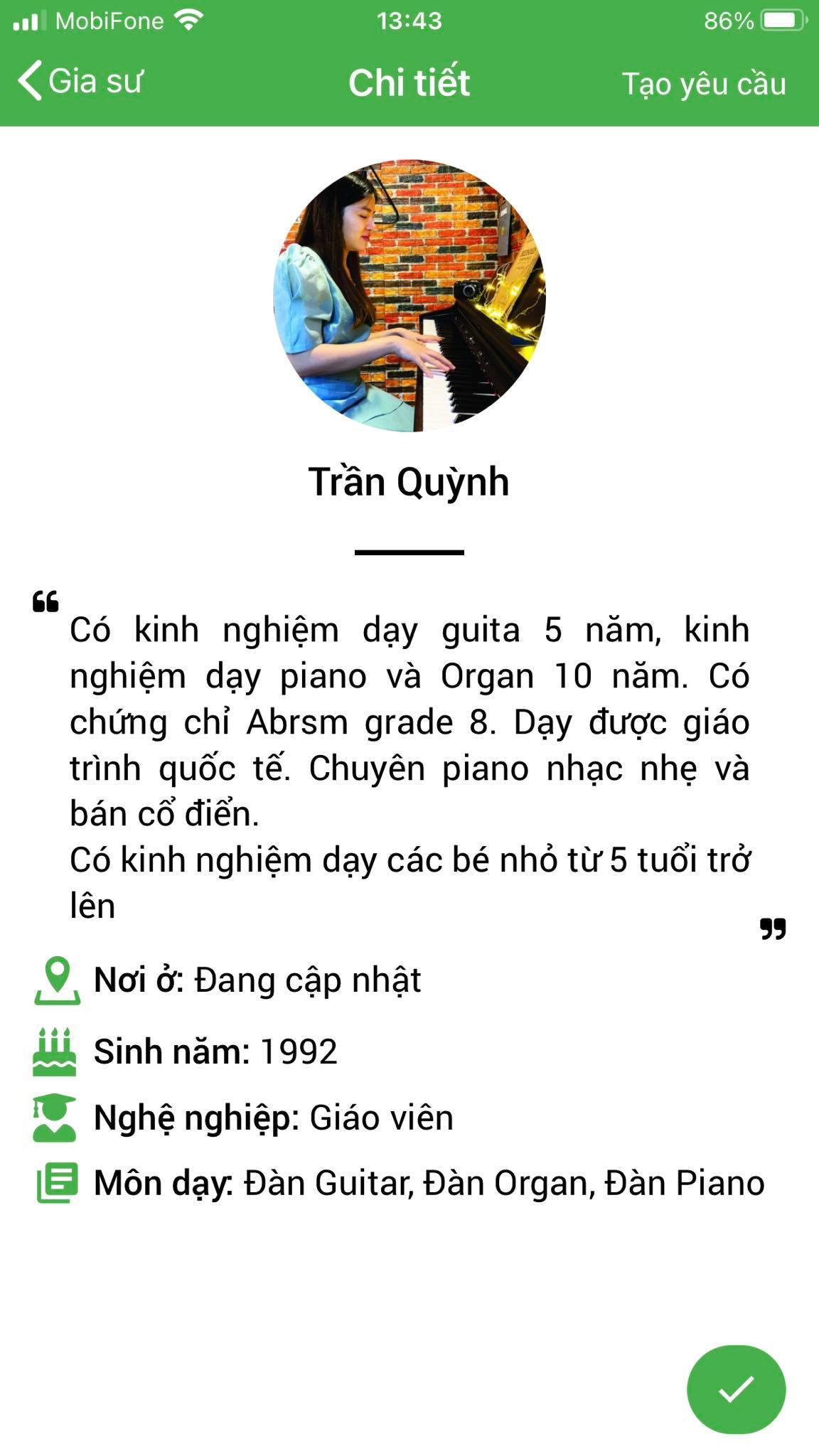 gia sư đàn organ